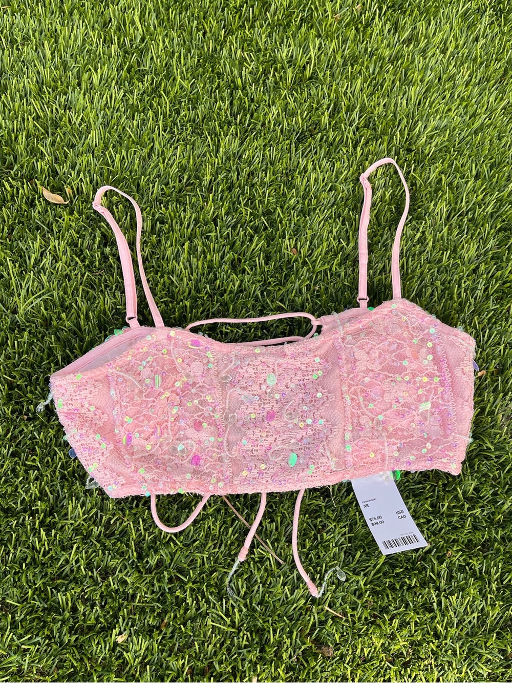 NWT Urban Outfitters "Dolly Sparkly Sequin Cami" Crop Top - Size XS